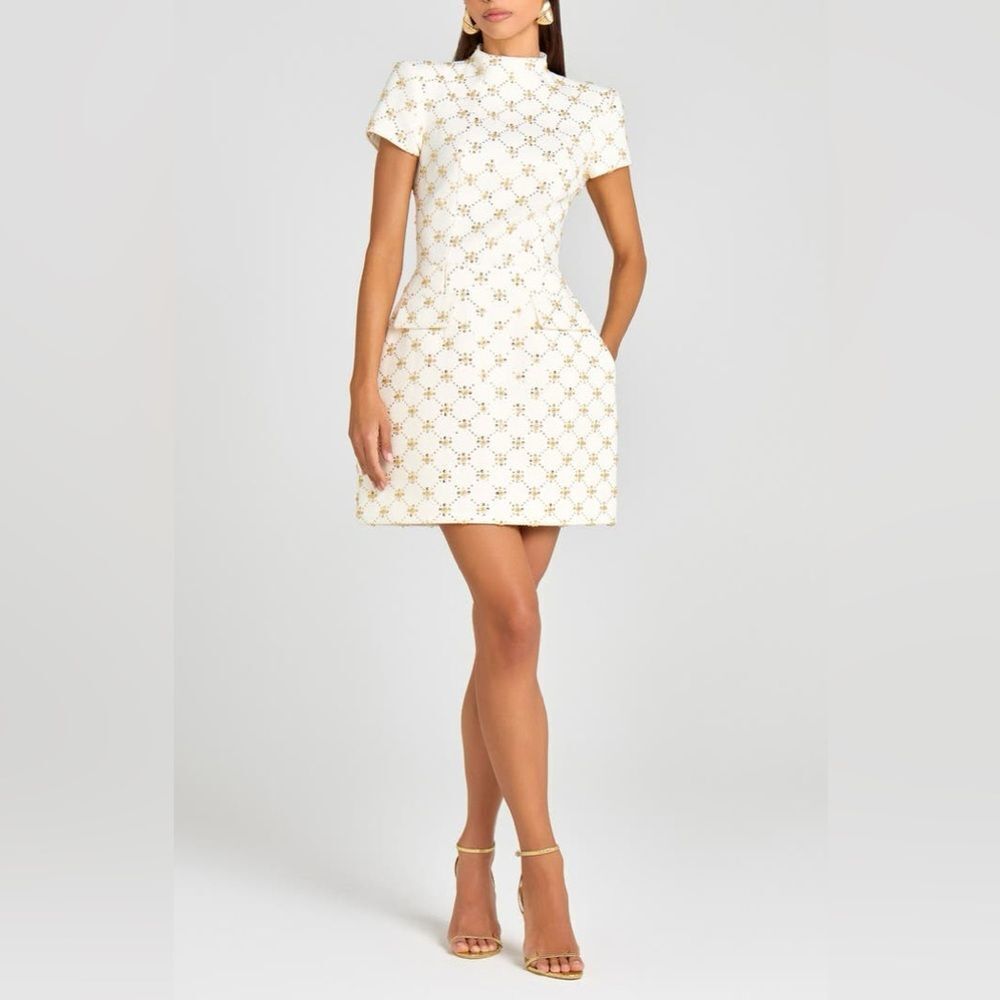 Morgan Bead Diamond Print Cocktail Minidress Nadine Merabi Size Xxl